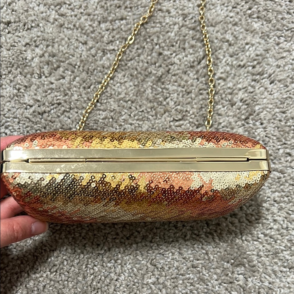 Sondra Roberts Sequin Clutch Bag - Gold and Orange - Picture 5 of 8